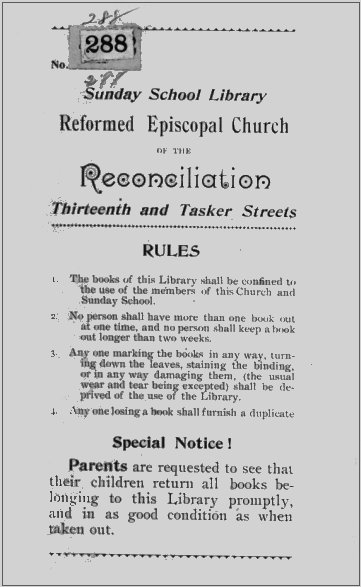Sunday School label, Reformed Episcopal Church