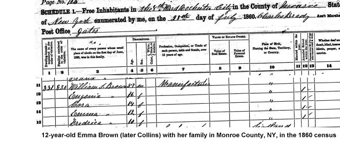 Collins in 1860 census